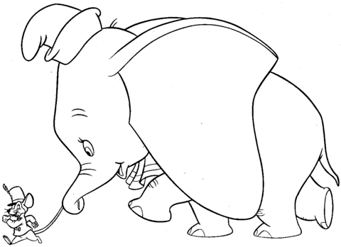 Dumbo Walks With Timothy Coloring Page